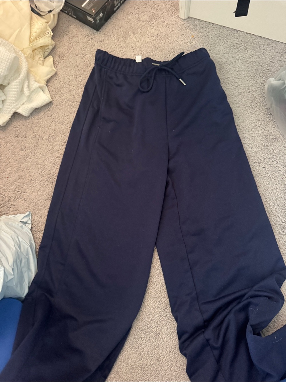 Amazon Navy Wide-Leg Drawstring Jogger Pants